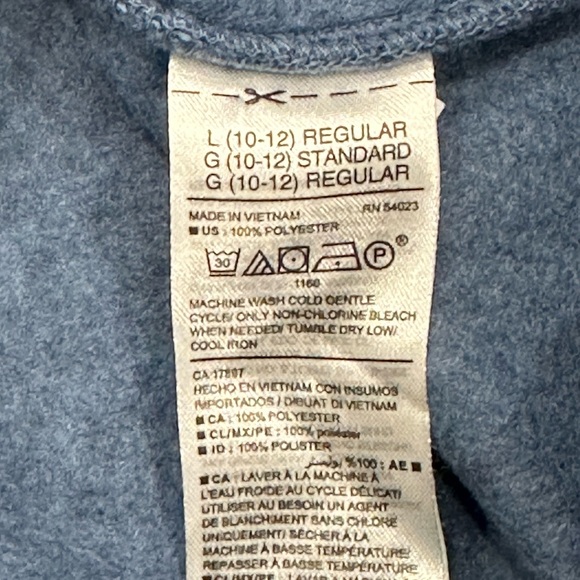 Boys Old Navy Youth Large YL Quarter 1/4 Zip Blue Long Sleeve Fleece Pullover - Picture 8 of 8